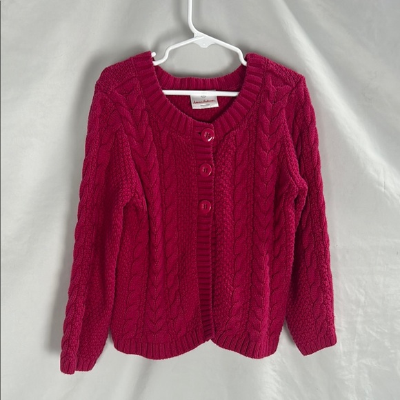 Hanna Andersson Girls Cardigan Sweater in Deep Pink -Size 110 / Size 5 - Picture 1 of 5